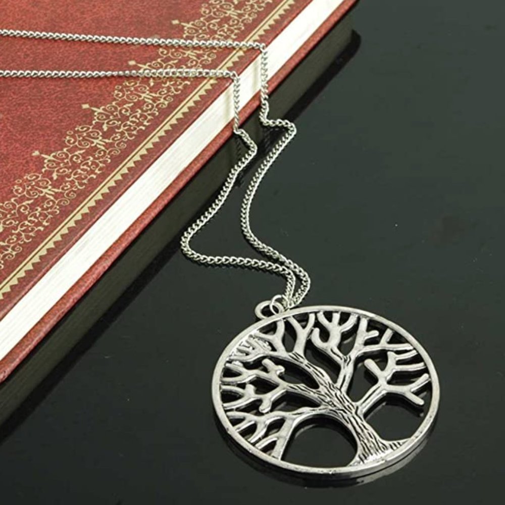 Tree of Life Necklace Long Circle Pendant